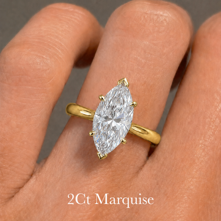 2ct Marquise Diamond Engagement ring,gold
