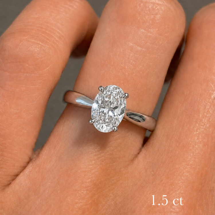 1.5 ct Oval Solitaire Diamond Engagement Ring