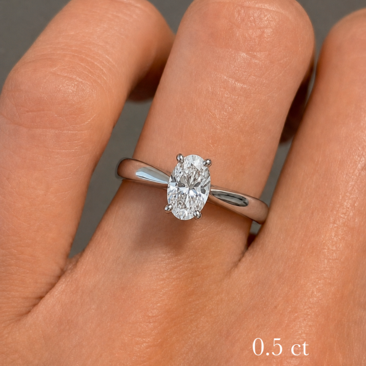 0.5 ct Oval Solitaire Diamond Engagement Ring