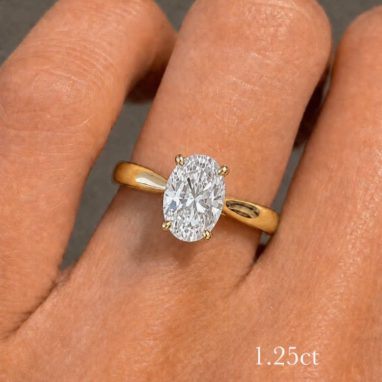 1.25 ct Oval Solitaire Diamond Engagement Ring, gold