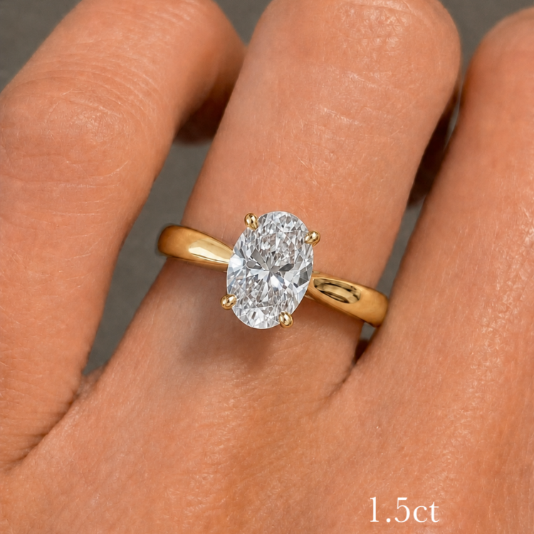 1.5 ct Oval Solitaire Diamond Engagement Ring, Gold