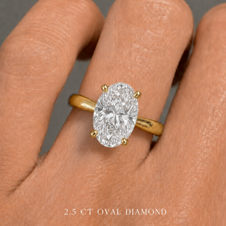 2.5ct Oval Solitaire Diamond Engagement Ring, Gold
