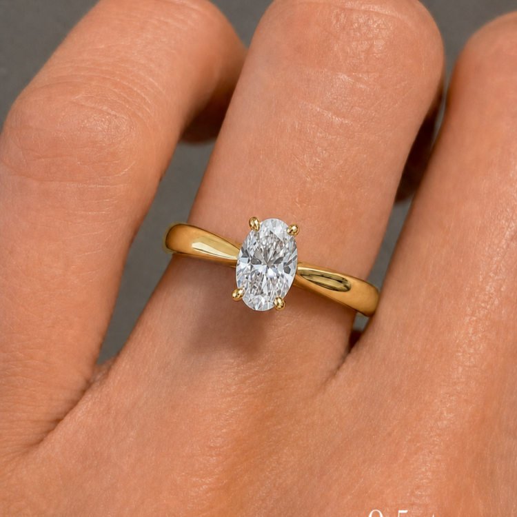 0.5 ct Oval Solitaire Diamond Engagement Ring, gold