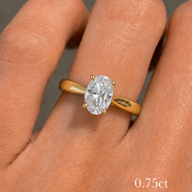 0.75 ct Oval Solitaire Diamond Engagement Ring, gold