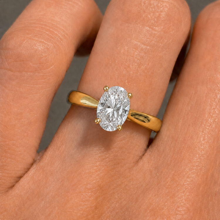 0.75 ct Oval Solitaire Diamond Engagement Ring, gold