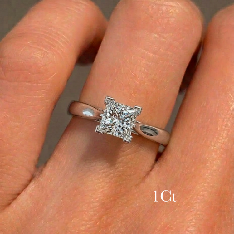 Graceful 1ct Princess Solitaire Engagement Ring Platinum