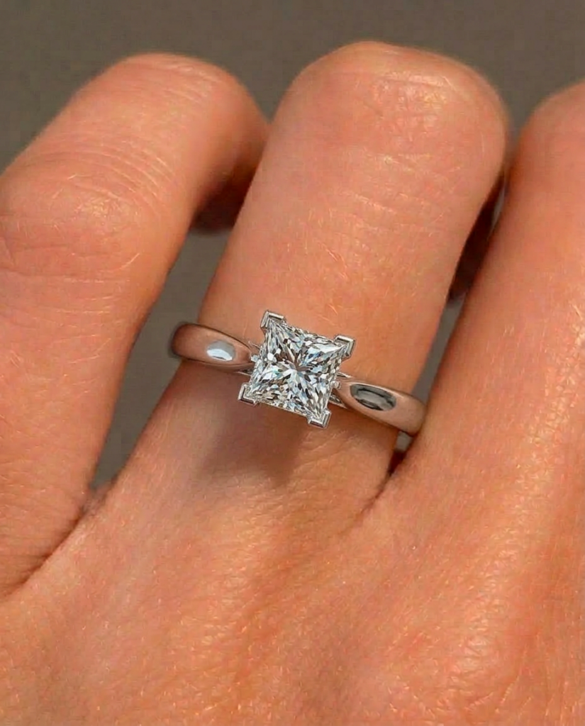 Princess Solitaire Engagement Ring Gold