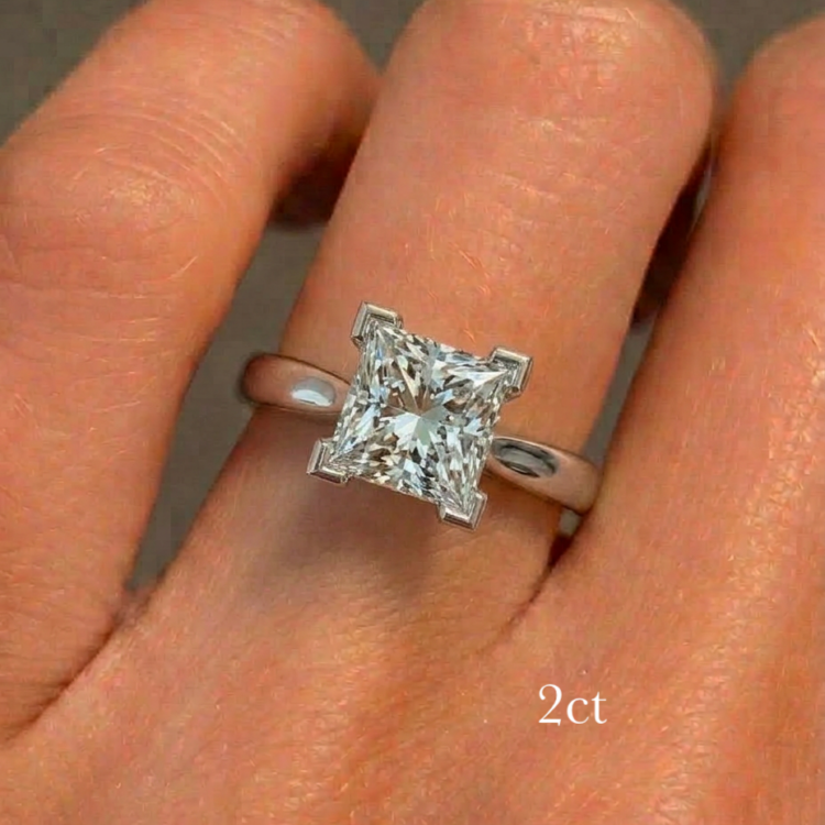 Graceful 2ct Princess Solitaire Engagement Ring Platinum