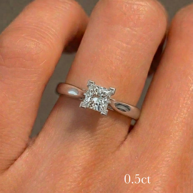 Graceful 0.5ct Princess Solitaire Engagement Ring Platinum