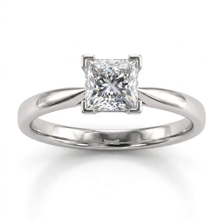 Princess Solitaire Engagement Ring Platinum