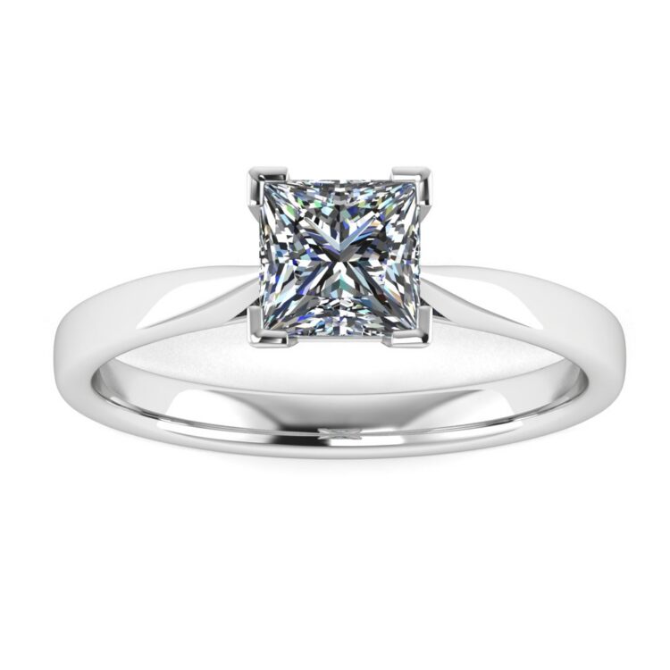 Graceful Princess Solitaire Engagement Ring Platinum