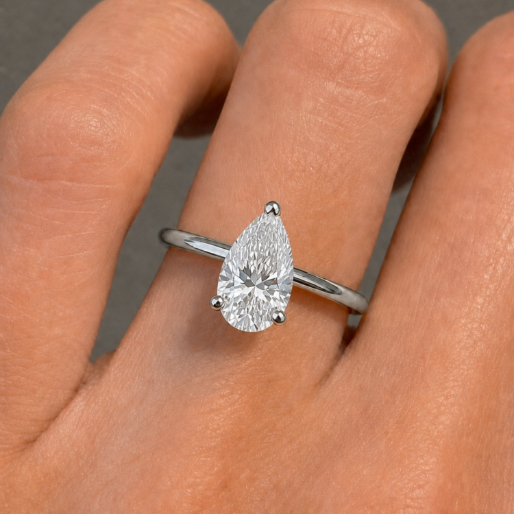1.5ct Pear shaped solitaire engagement ring