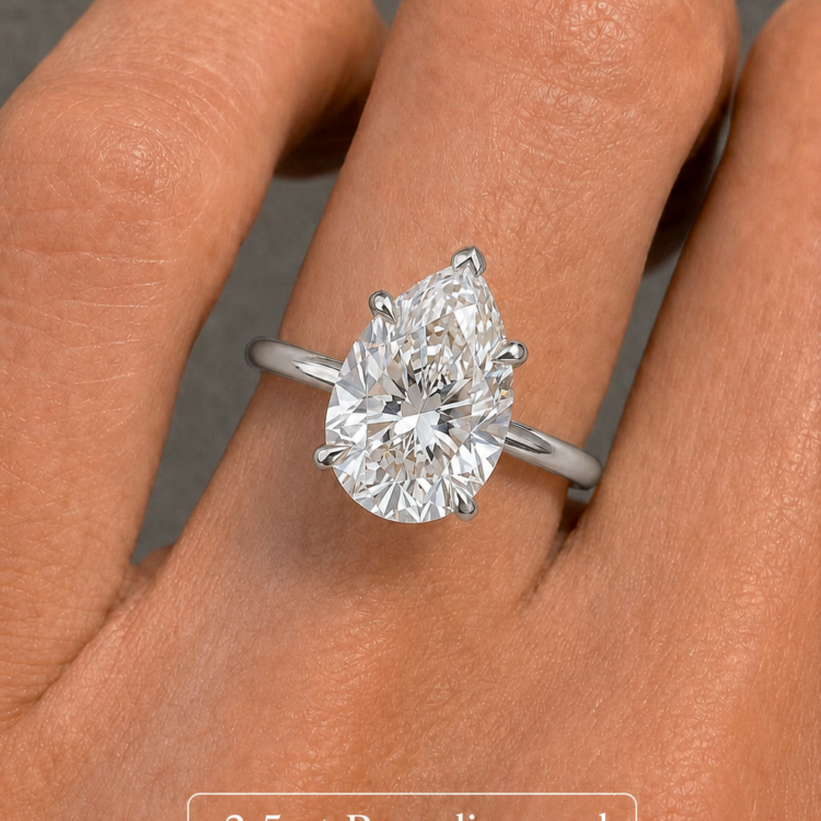 2.5ct Pear shaped solitaire engagement ring