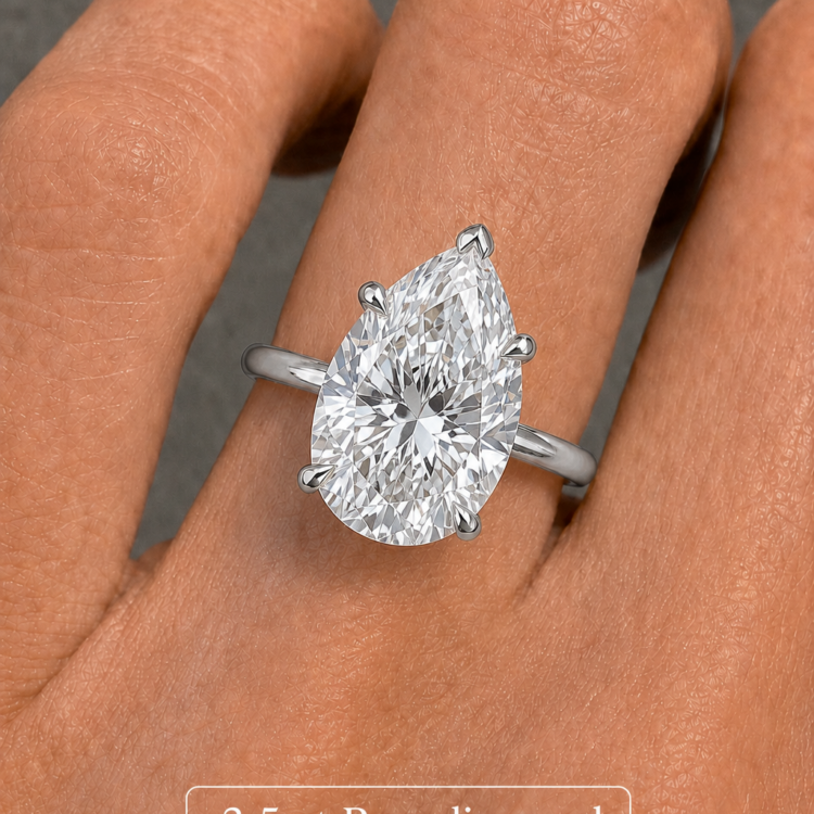 3.5ct Pear Diamond Engagement ring in Platinum