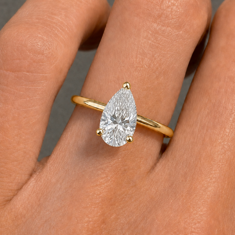 1ct Pear shaped solitaire engagement ring