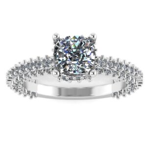 Timeless Cushion Shoulder Set Diamond Engagement Ring 18K Gold