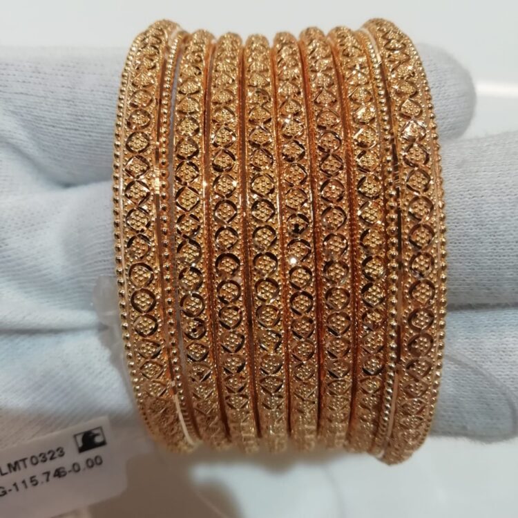 22K Indian Kolkata Gold Bangle Set 115.74g