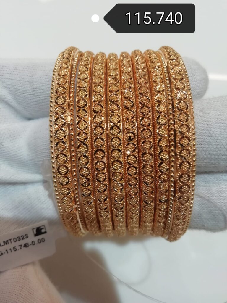 22K Indian Kolkata Gold Bangle Set 115.74g