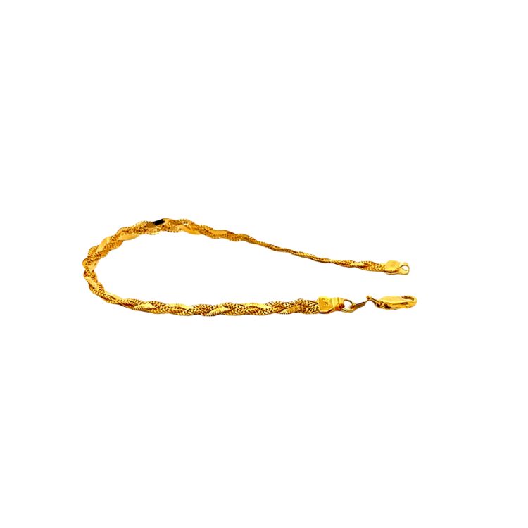 Singapore 22K Shiny Braided Gold Bracelet 4.7g