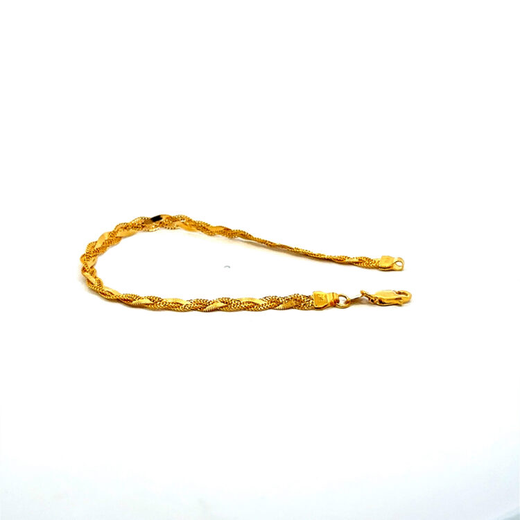 Singapore 22K Shiny Braided Gold Bracelet 4.7g