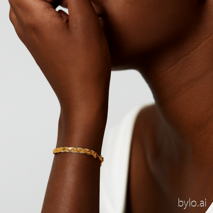 Singapore 22K Shiny Braided Gold Bracelet 4.7g