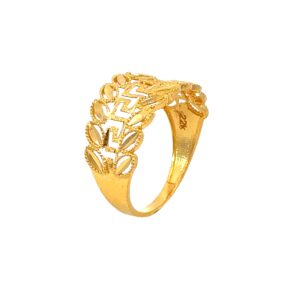 22K gold ornate ring with floral design.