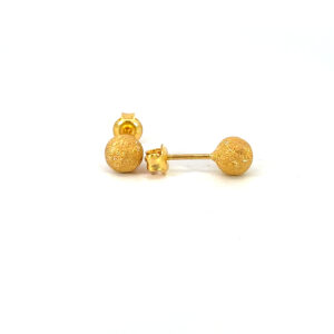 22k Gold ball stud earrings set on white background