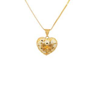 22K gold heart pendant set with gold chain