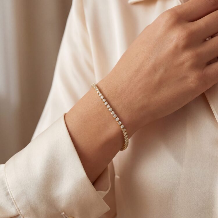 Gold and Diamond Tennis Bracelet