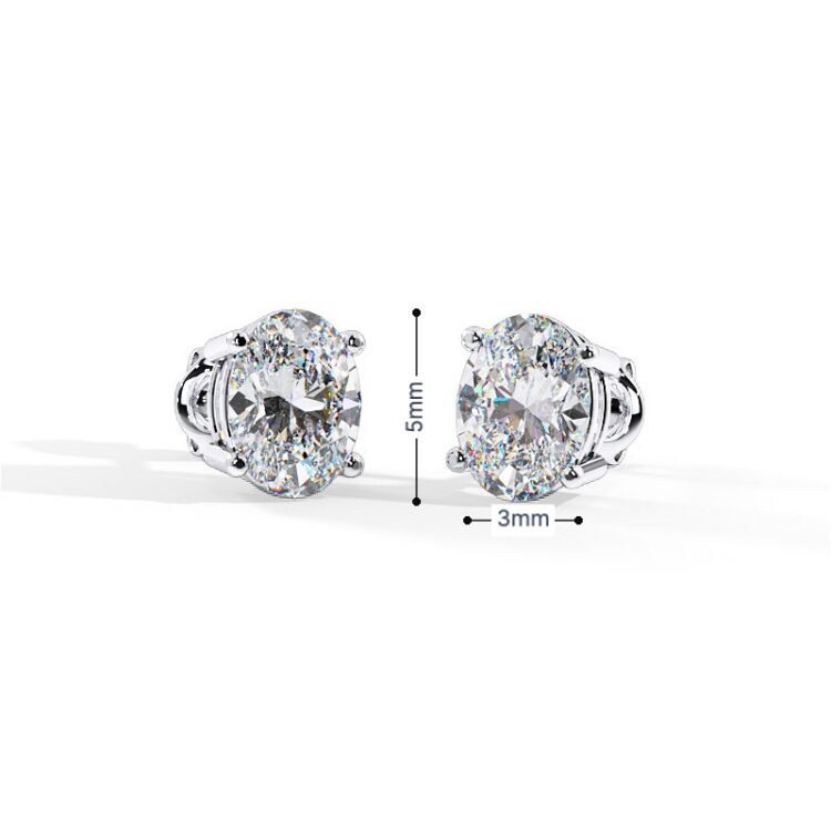 Gold & Oval Cut Diamond Solitaire Earrings 0.7Ct
