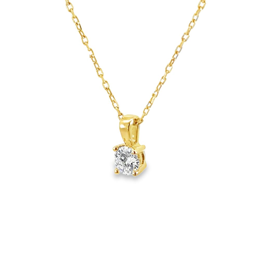 9K Yellow Gold Solitaire Diamond Pendant 0.2Ct