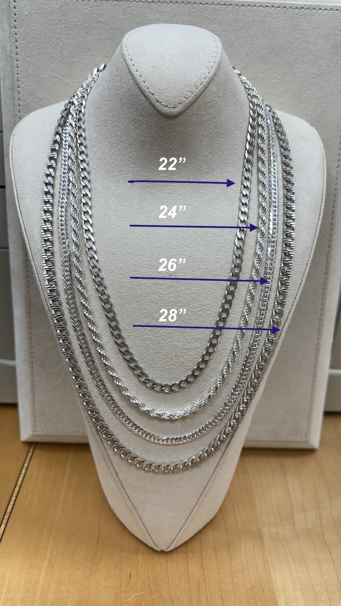 Silver Chain sizes Silver Chain sizes