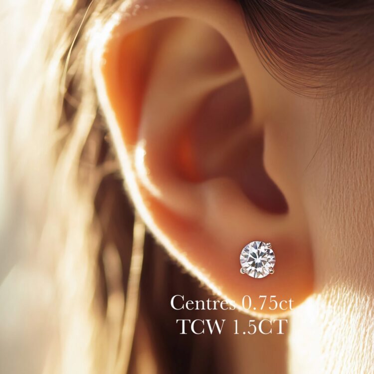 diamond stud earrings 0.75ct