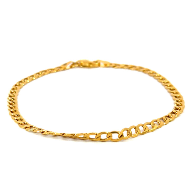 22K Polished Gold Curb Chain Bracelet