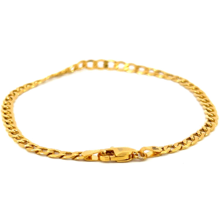 22K Polished Gold Curb Chain Bracelet