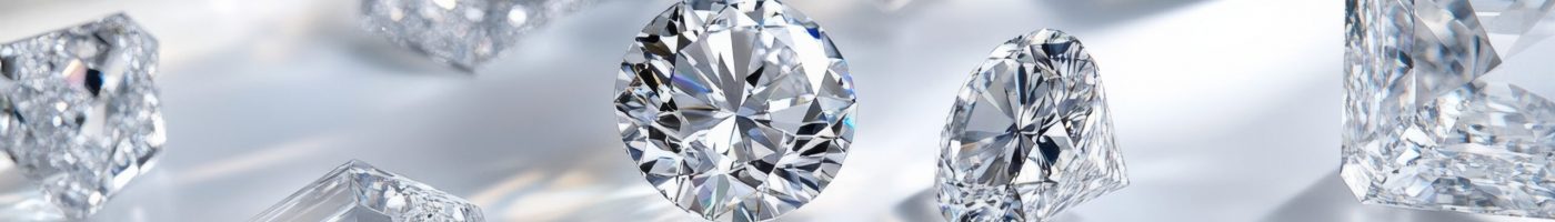 Engagement Ring Buying Guide.variety of ethical lab grown diamonds in different cuts and sizes, arranged on a sleek, modern surface of blue velvet , showcasing their versatility, minimal royal grey background with copy space